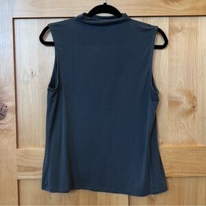 Garnet Hill Mock Turtleneck Sleeveless
Top, Size L, Dark Teal Blue